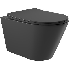 Изображение товара Унитаз подвесной AQUEDUTO CONE 525*360 безободковый, сиденье с микролифтом, черный матовый