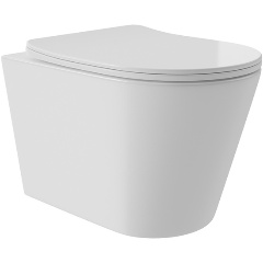Изображение товара Унитаз подвесной AQUEDUTO AQD CONE Plus 520*365 безободковый, Tornado, сиденье с микролифтом, белый мат.