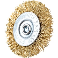 Изображение товара Щетка плоская со шпилькой для дрели ARNEZI 50 мм, латунированная проволока