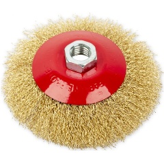 Изображение товара Щетка для УШМ ARNEZI конусная 115 мм, посадка M14, латунированная проволока