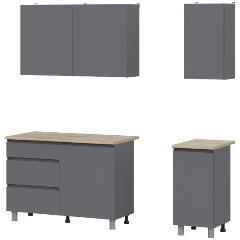 Изображение товара Готовая кухня АРНИКА МЕБЕЛЬ Денвер 1,6 м, графит серый/сонома