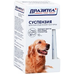 Изображение товара Суспензия АСТРАФАРМ Празител плюс от гельминтов для собак средних и крупных пород (флакон 10 мл)