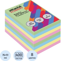 Изображение товара Блок стикеров ATTACHE Economy 76x51 мм 400 листов 8 цветов