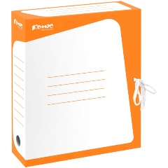 Изображение товара Архивная папка Комус Короб архивный с оранжевым корешком 75 мм для А4 документов