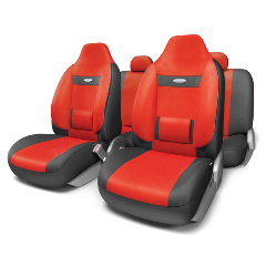 Изображение товара Авточехлы AUTOPROFI COMFORT, велюр, чёрный/красный, размер М