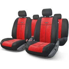 Изображение товара Авточехлы AUTOPROFI TT, полиэстер/велюр, чёрный/красный