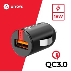 Изображение товара Автомобильное зарядное устройство Arroys CR-1, USB-A, 18 Вт, 3 A, черный