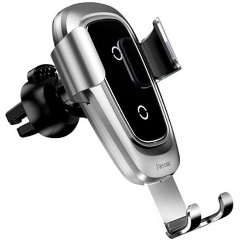 Изображение товара Автомобильный держатель с функцией беспроводной зарядки Baseus Metal Gravity, серый