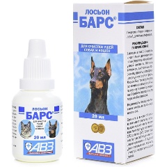Изображение товара Лосьон АВЗ БАРС для очистки ушей у собак и кошек, против грибков и бактерий 20 мл