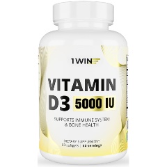 Изображение товара БАД Витамин D3 5000 ME 60 капсул 1WIN для иммунитета и костей