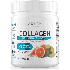 Изображение товара БАД SOLAB Коллаген + Хондроитин + Глюкозамин + витамин С Цитрусовый микс 30 порц. 180 г