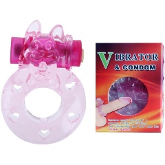 Изображение товара Эрекционное виброкольцо BAILE розовое с котом, розов