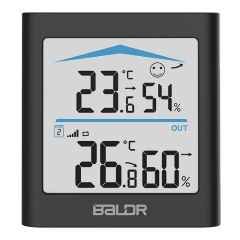 Изображение товара Термогигрометр цифровой BALDR B0135T2H2 черный, с внешним датчиком