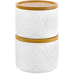 Изображение товара Набор банок для хранения Кружево 2 шт 250 мл фарфор бамбук Elan Gallery