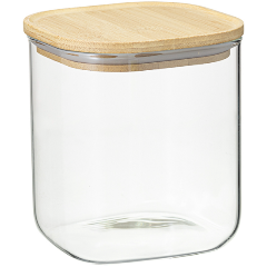 Изображение товара Банка для хранения Smart Solutions Glass Bamboo квадратная, 800 мл (SS0000159)