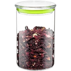 Изображение товара Банка для сыпучих продуктов со стеклянной крышкой Teco TC-J900-02GR, стекло, c зеленой вставкой, 900мл