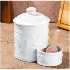 Изображение товара Банка ELAN GALLERY для соли "Птички на ветке" 15,5*10*14,5 см, 500 мл, с деревянной ложкой, с крышкой