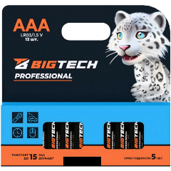 Изображение товара Батарейка BigTech Professional AAA LR03 1.5V 12 шт алюминиевые щелочные