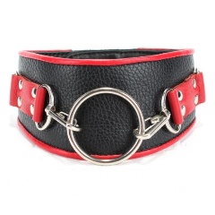 Изображение товара Ошейник БДСМ АРСЕНАЛ Черно-красный кожаныйс кольцом