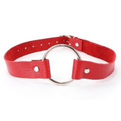 Изображение товара Кляп БДСМ АРСЕНАЛ Красный кожаный с кольцом