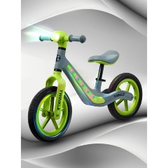 Изображение товара Детский беговел Amarobaby Twinkle серый зеленый регулируемый легкий