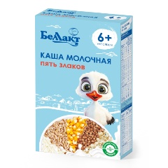 Изображение товара Каша молочная Беллакт зерно-молочная из пяти злаков с пребиотиком 250 г