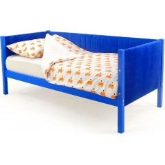 Изображение товара Детская кровать-тахта Бельмарко Svogen синяя из экологичного массива сосны комфортная безопасная