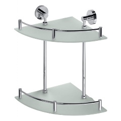 Изображение товара Стеклянная угловая подвесная полка Bemeta OMEGA 250х250х350 мм хром прозрачный