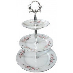 Изображение товара Этажерка Bernadotte "Бледные розы отводка платина 3-х ярусная "