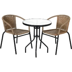 Изображение товара Комплект мебели для улицы BIGARDEN Terazza Light Brown 2+1 с закаленным стеклом