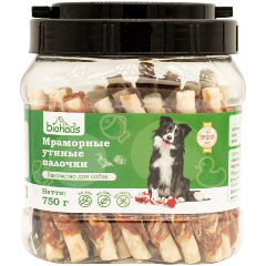 Изображение товара Лакомство для собак BIOHAUS Мраморные утиные палочки, 750 г