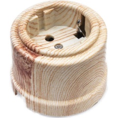 Изображение товара Розетка Bironi 1-м ОП Лизетта 16А IP20 ретро с заземл. ABS-пластик карельская сосна, B1-101-13