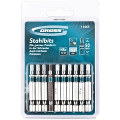 Изображение товара Биты GROSS 11463, HEX 4х50, сталь S2, 10 шт