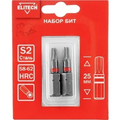 Изображение товара Биты TORX15 25мм 2шт 1820.152400 ELITECH