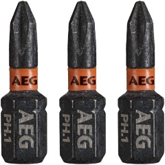 Изображение товара Биты ударные AEG AAK253PH1 3 шт PH1 25 мм для шуруповертова и гайковерта