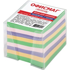Изображение товара Блок для записей ОФИСМАГ в подставке прозрачной, куб 9х9х9 см, цветной, 127799