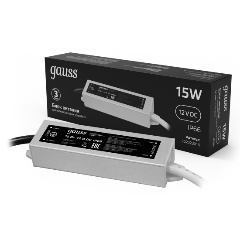 Изображение товара Блок питания Gauss 15W 12V IP66 для светодиодной ленты