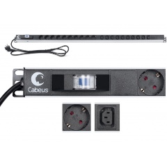 Изображение товара Блок розеток Cabeus PDU-16-10S-10C13-B 20шт, ZeroU, 19", 2м