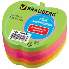 Изображение товара Блок самоклеящийся (стикеры), фигурный, BRAUBERG, НЕОНОВЫЙ "Яо", 400 листов, 5 цветов, 126693