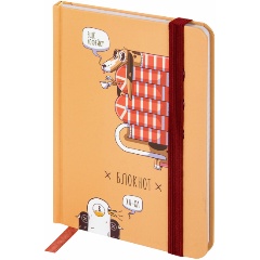 Изображение товара Блокнот с резинкой BRAUBERG в клетку 96 л., МАЛЫЙ ФОРМАТ А6, 109х148 мм, твердая обложка, "Кофейку?", 116334