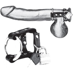 Изображение товара Кольцо на пенис BLUELINE Металлическое на ремешке с замочком