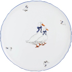 Изображение товара Блюдо для пиццы Bernadotte Гуси 32 см из фарфора овальное белое