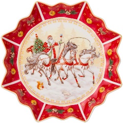 Изображение товара Блюдо LEFARD "тройка" 26 см красное фарфор для сервировки праздничного стола