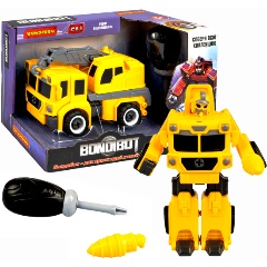 Изображение товара Трансформер-конструктор Bondibon с отвёрткой 2в1 Робот-автокран для детей