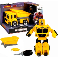 Изображение товара Трансформер-конструктор Bondibon с отвёрткой 2в1 Робот-самосвал строительный