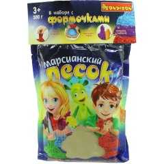 Изображение товара Набор BONDIBON ВВ1718 Марсианский песок. Цвет бежевый, 500 г, с 4 формочками