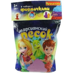 Изображение товара Набор BONDIBON ВВ1722 Марсианский песок. Цвет фиолетовый, 500 г, с 4 формочками