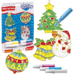 Изображение товара Набор для творчества BONDIBON ВВ3430 Новогодние витражи с елочкой 4 шт.