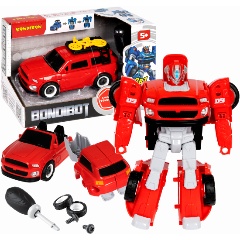 Изображение товара Трансформер-конструктор Bondibon ВВ5608 BONDIBOT 2в1 Робот-автомобиль с отвёрткой красный