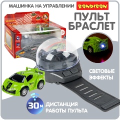 Изображение товара Радиоуправляемая гоночная машина BONDIBON ВВ6091 Box зеленая с подсветкой и браслетом